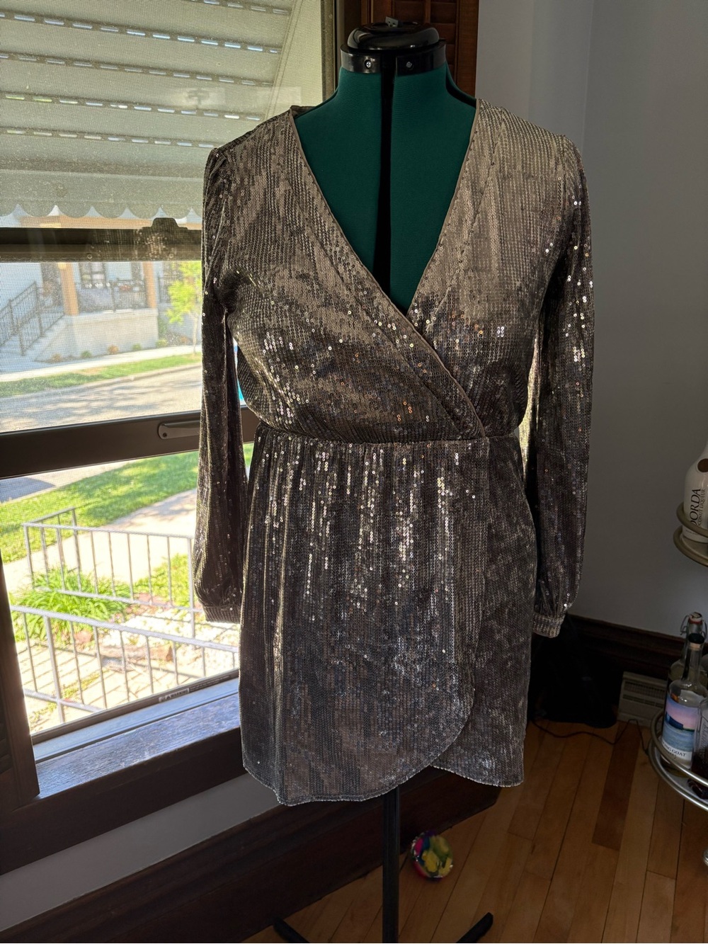 Honey Punch Silver Sequin Mini Dress